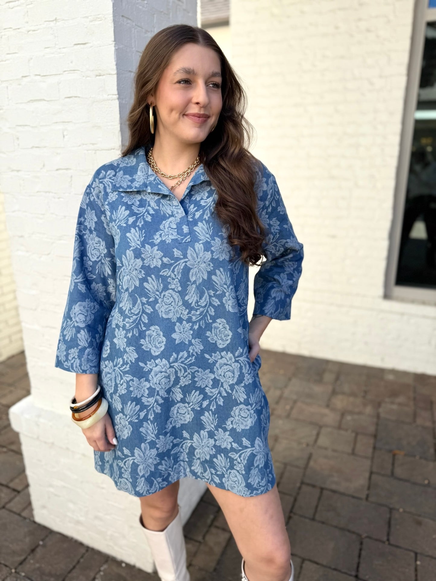 Rainey Floral Denim Dress