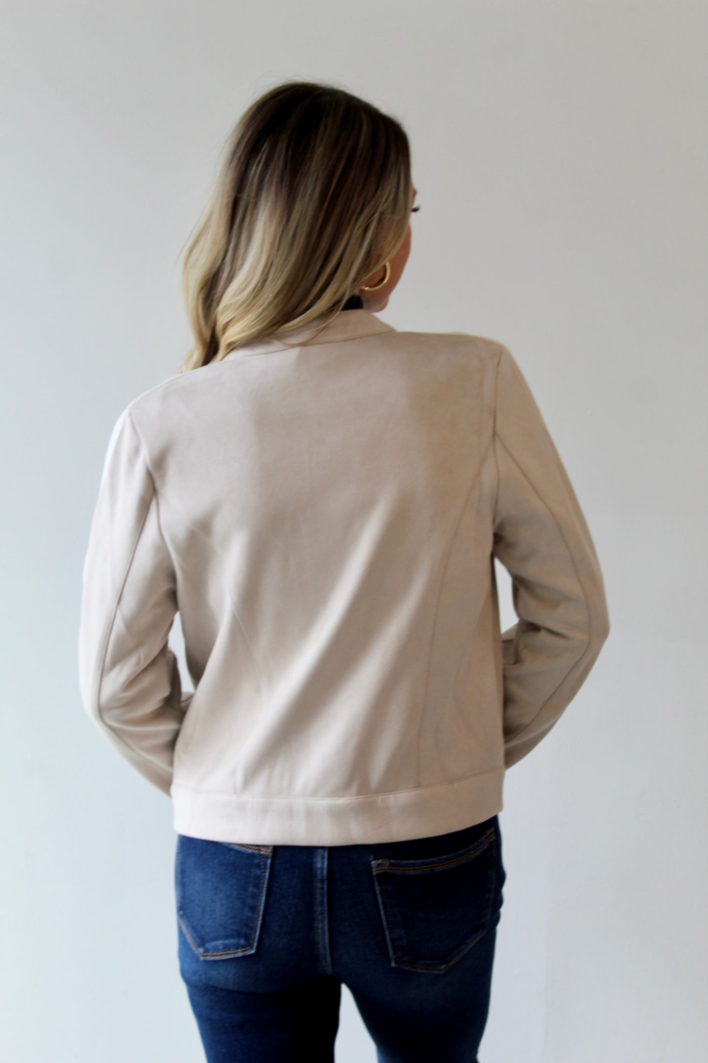 Color Block Moto Jacket - Oatmeal
