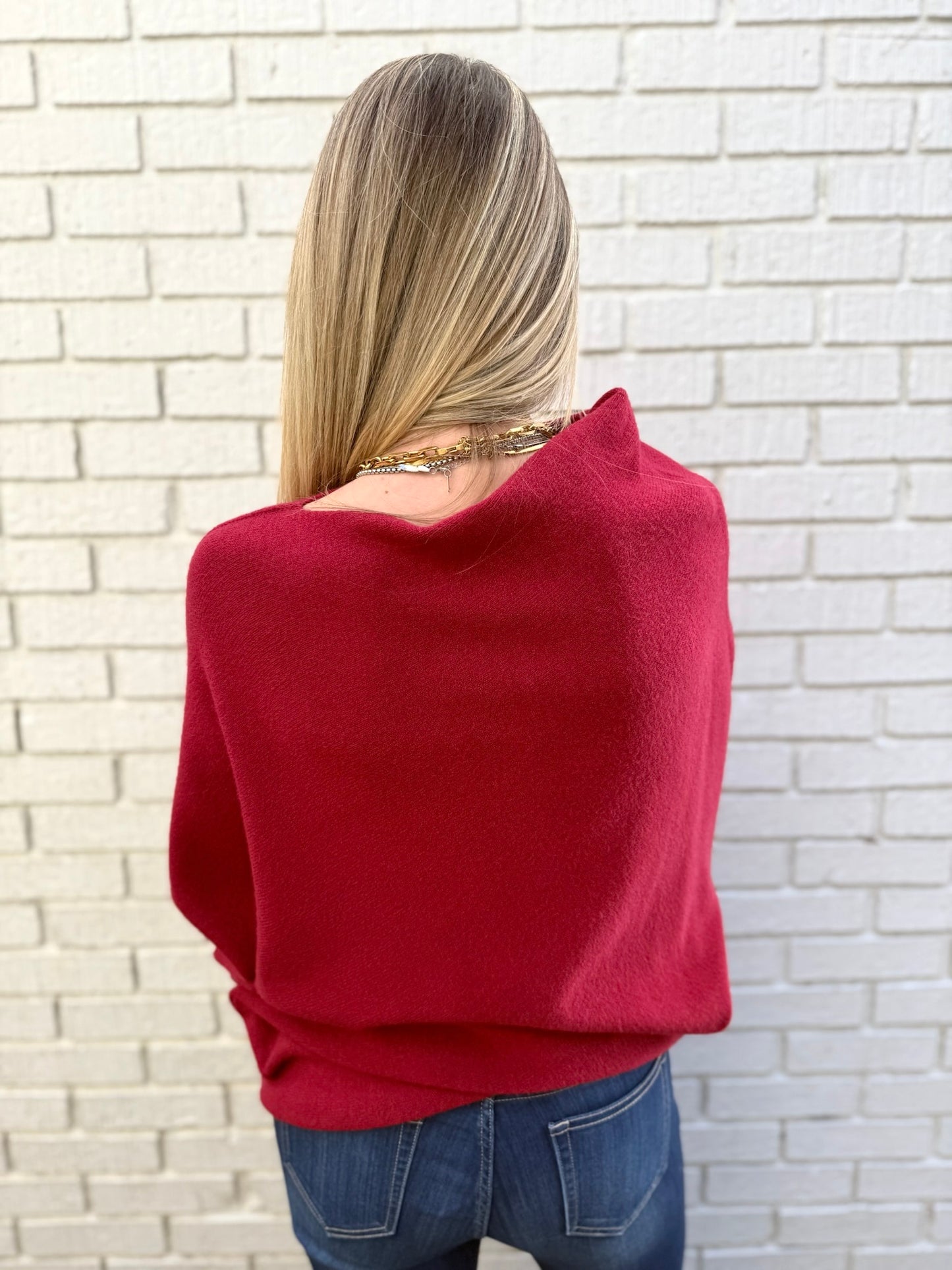The Classic Asymmetrical Sweater - Wine