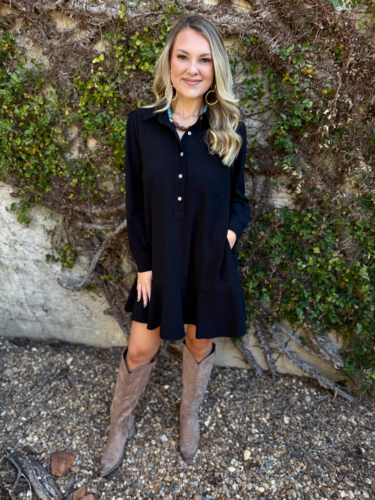 Candyce A Line Mini Dress - Black