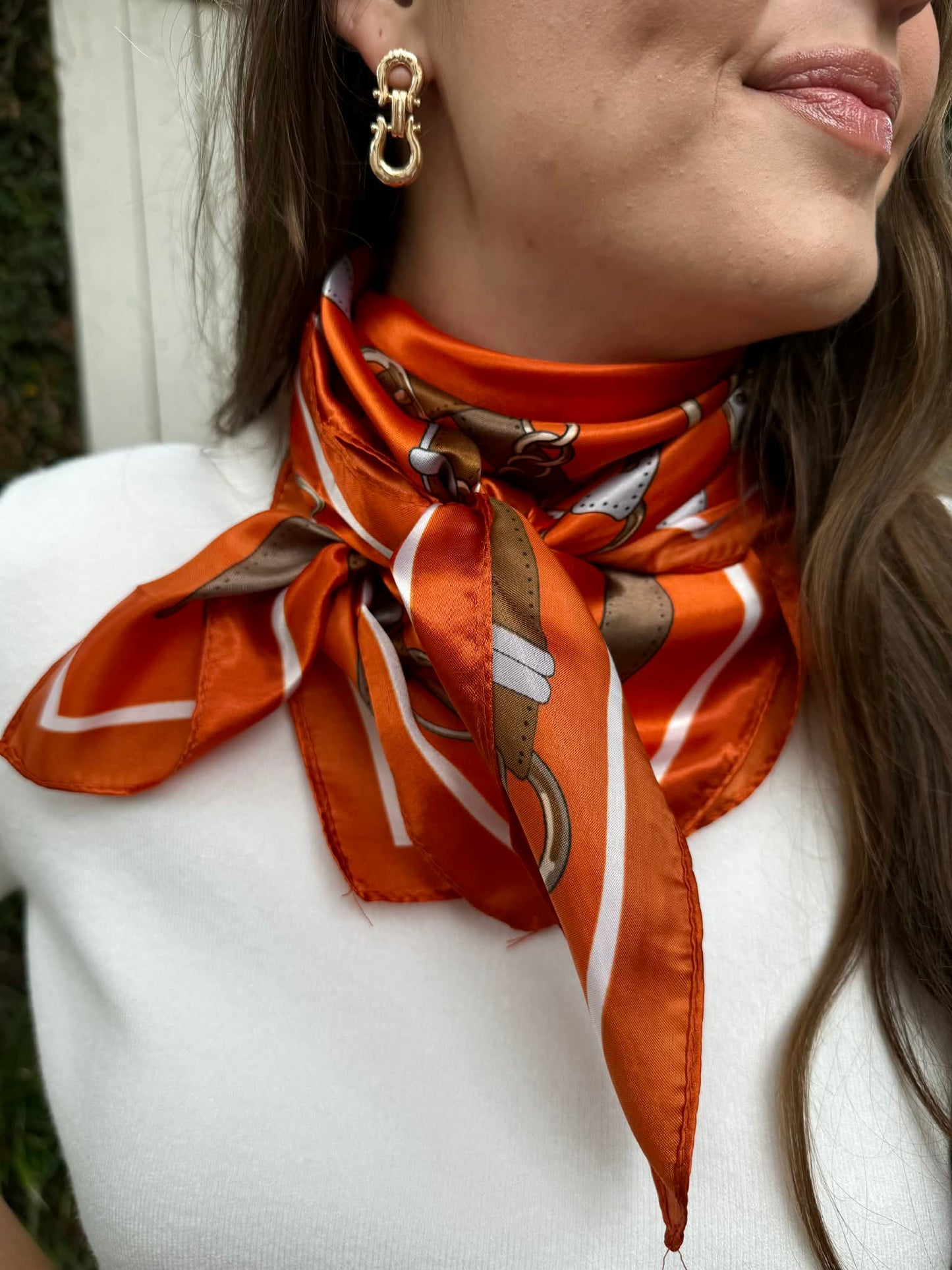 Orange Horsebit Scarf