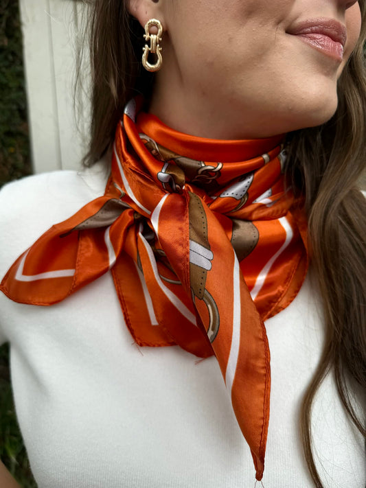 Orange Horsebit Scarf