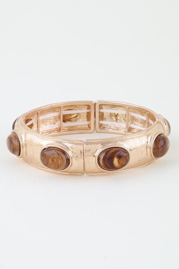 Oval Marble Stone Cuff Bracelet