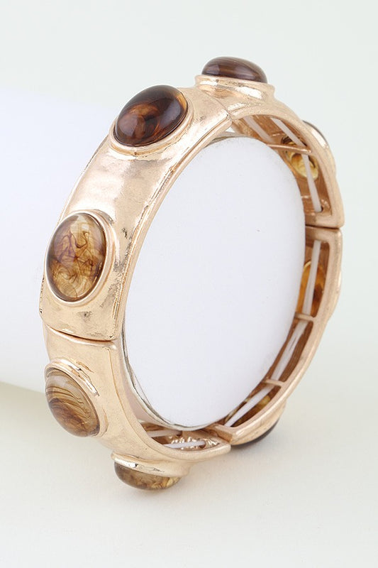 Oval Marble Stone Cuff Bracelet