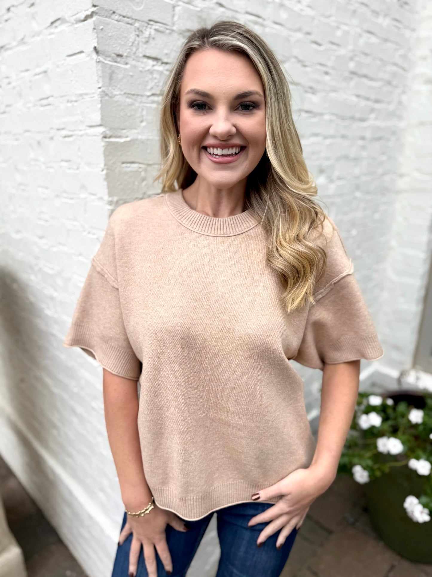 Oatmeal Raw Edge Sweater