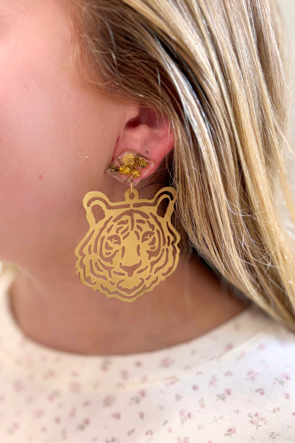 Go Get Em Tiger Earrings Gold