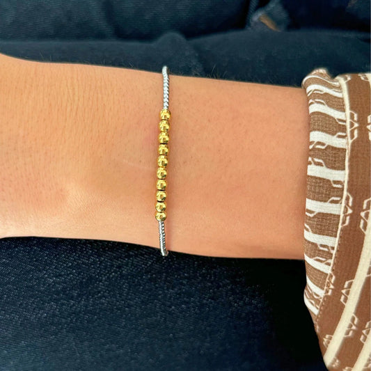 2mm Silver Bead & 4mm Gold Bead Bracelet - Private Gallery Boutique