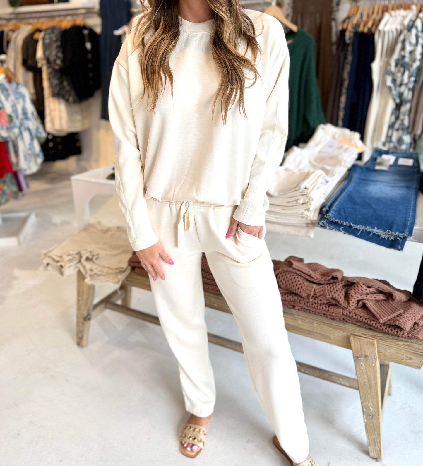Marley Contrast Satin Sweatshirt & Pant Set