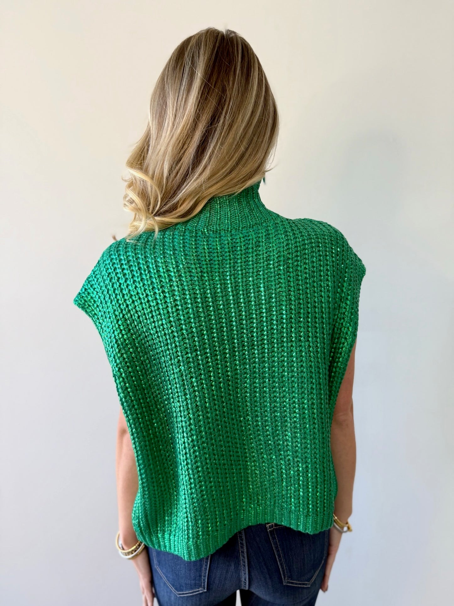 Glitzy Metallic Sweater - Green