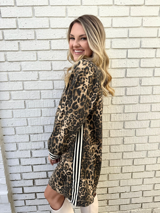 Leopard Print With Stripe Dress
