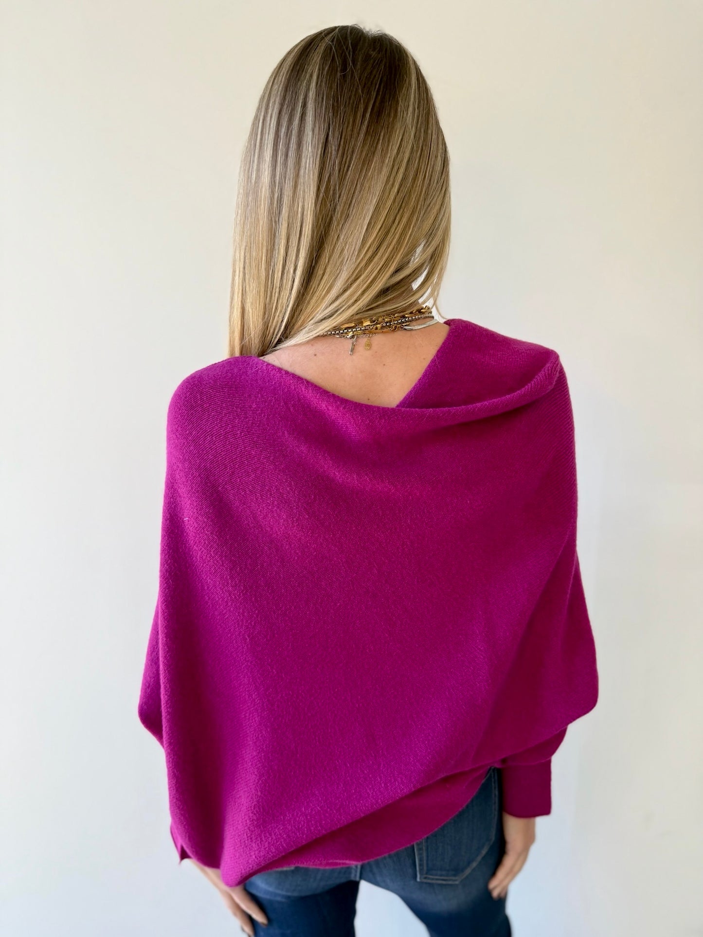 The Classic Asymmetrical Sweater -Magenta