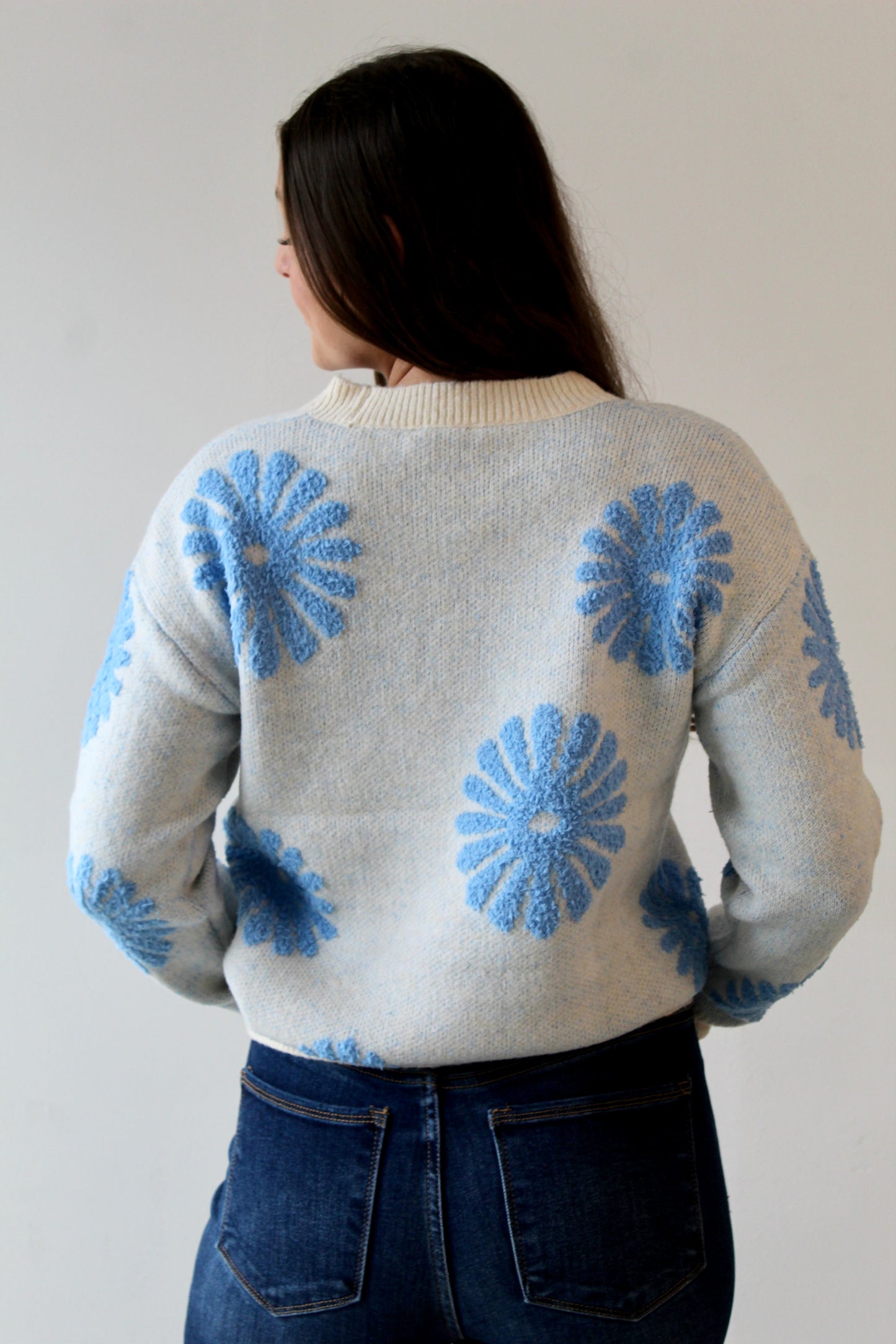 Floral Flocked Sweater