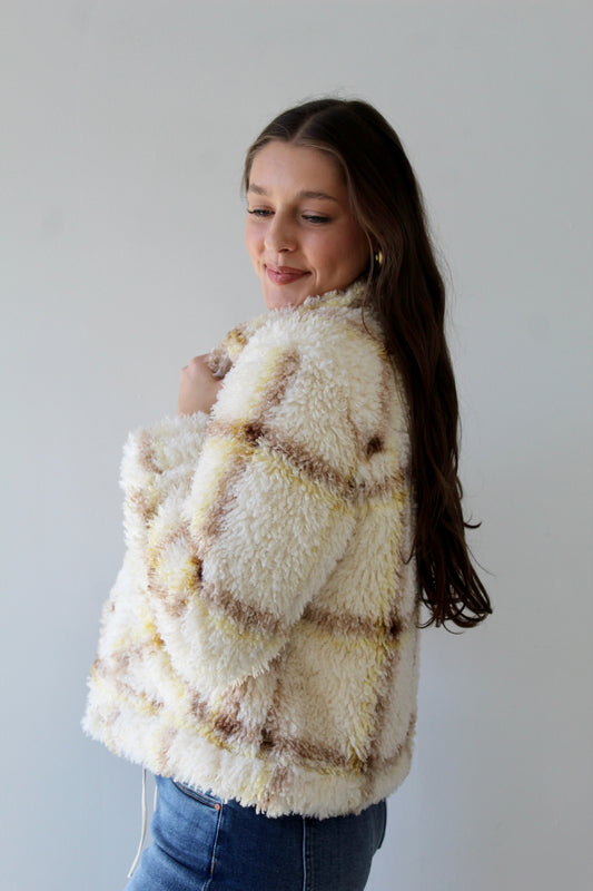 Sherpa Plaid Jacket - Yellow
