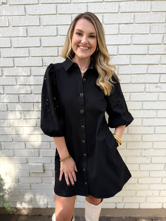 Aimee Eyelet Sleeve Dress