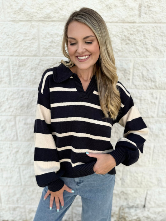 Mix Striped Knit Sweater