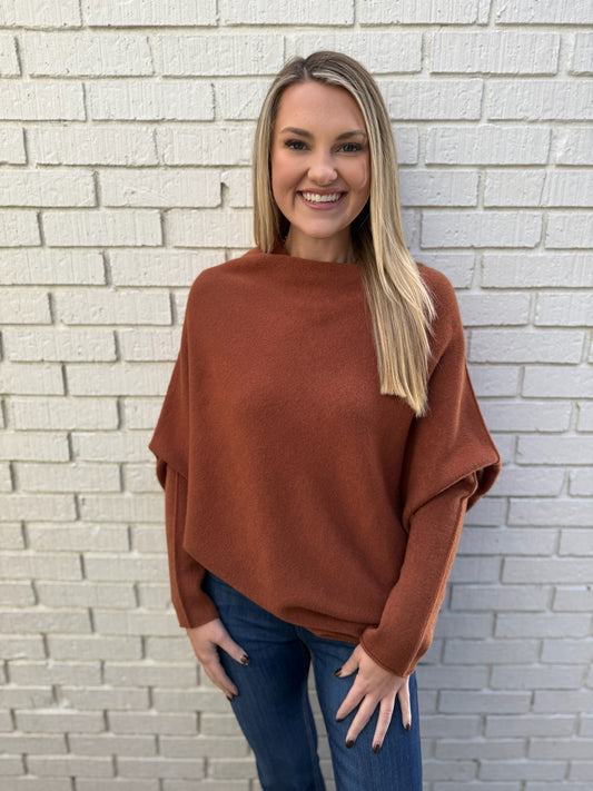 Asymmetrical Sweater -Tobacco