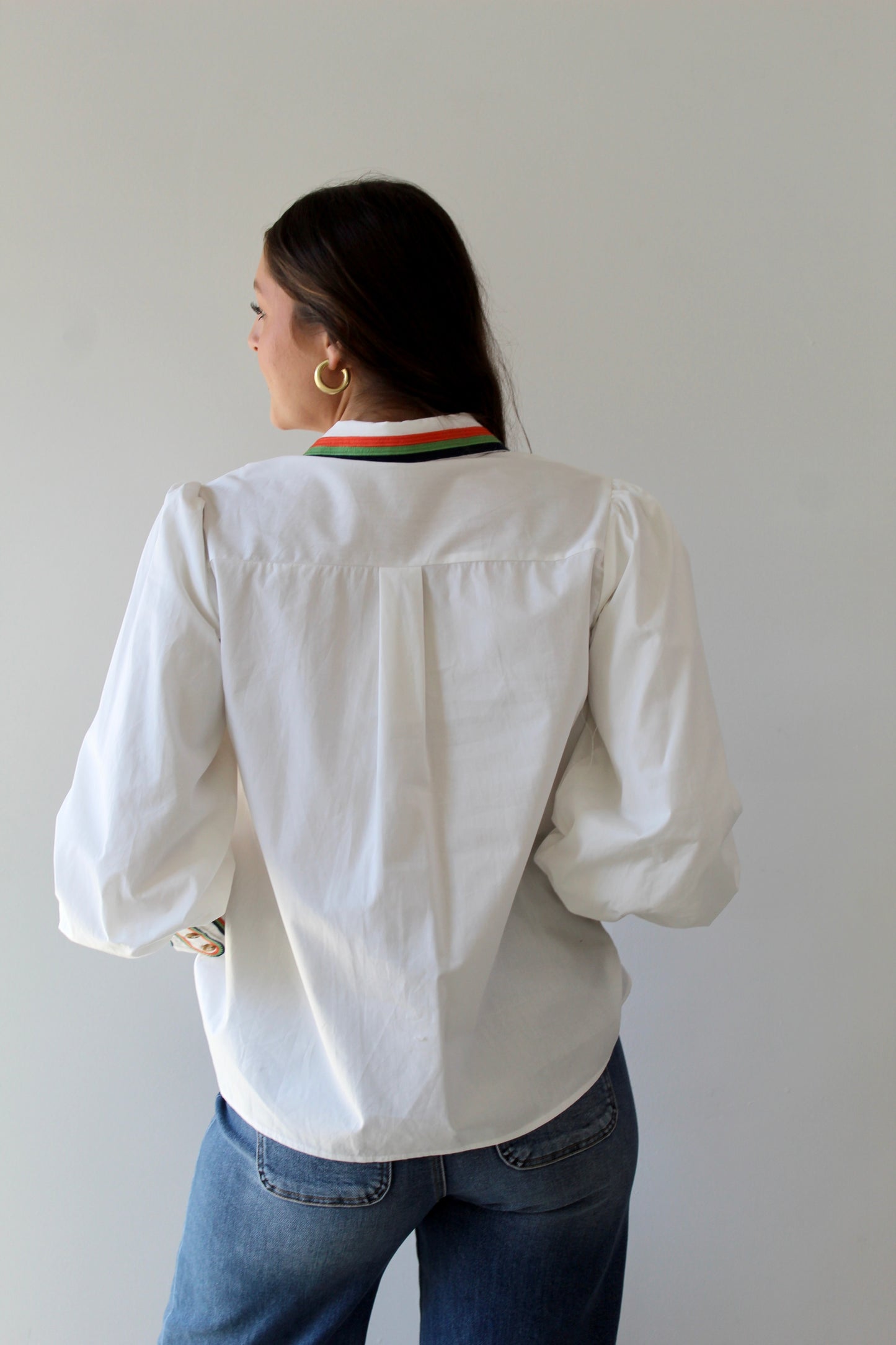 Embroidery Accent Shirt -White