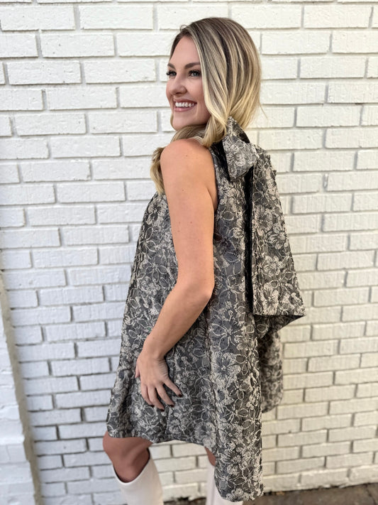 Floral Pattern Jacquard Dress