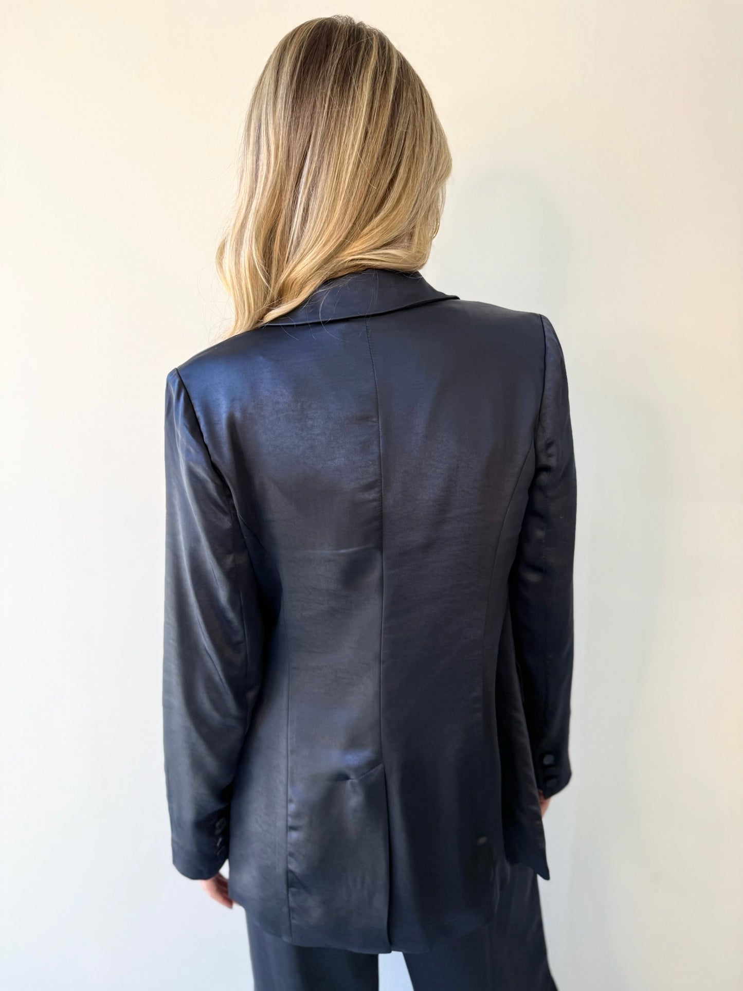 Evelyn Satin Blazer- Navy