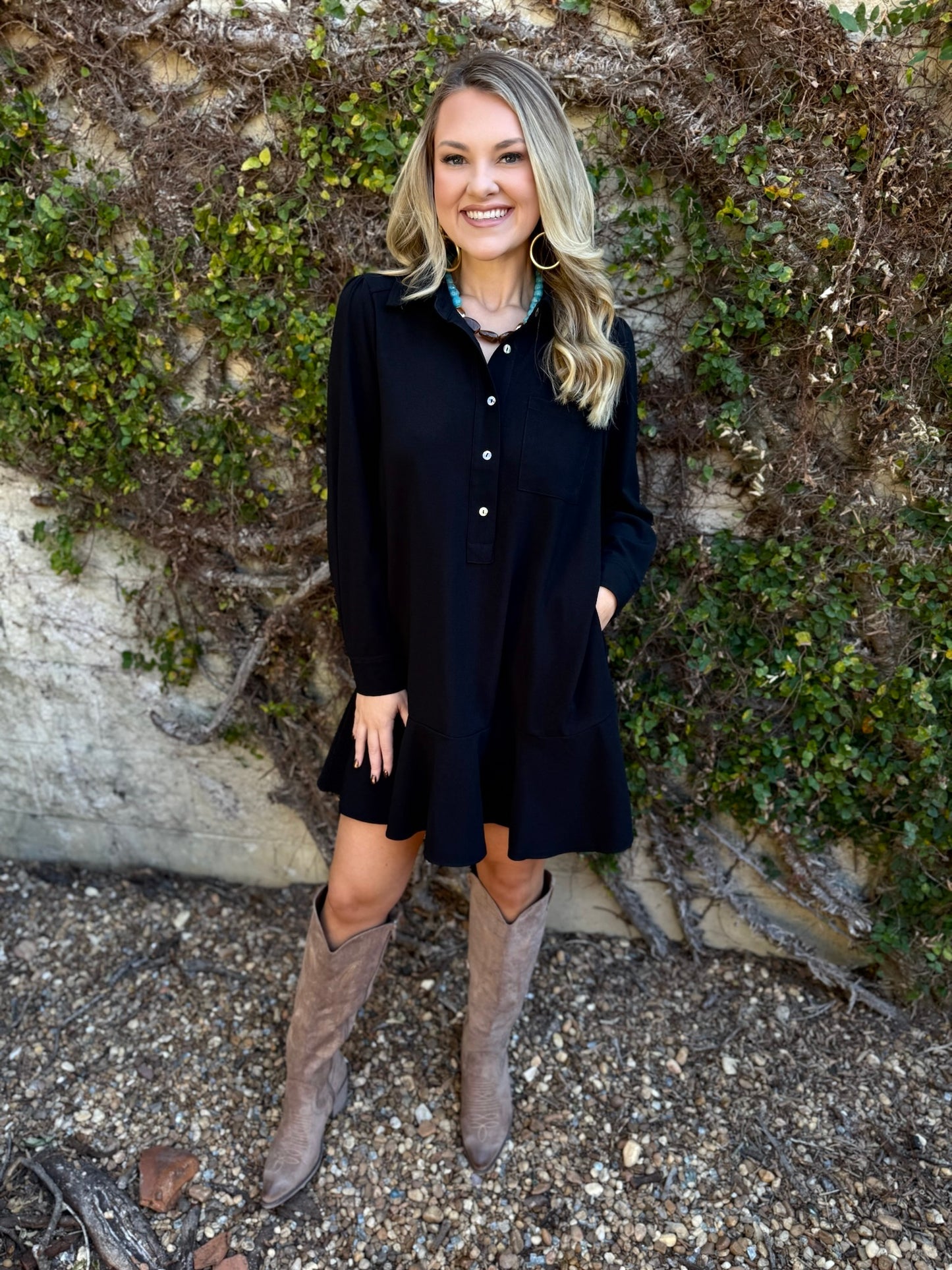 Candyce A Line Mini Dress - Black