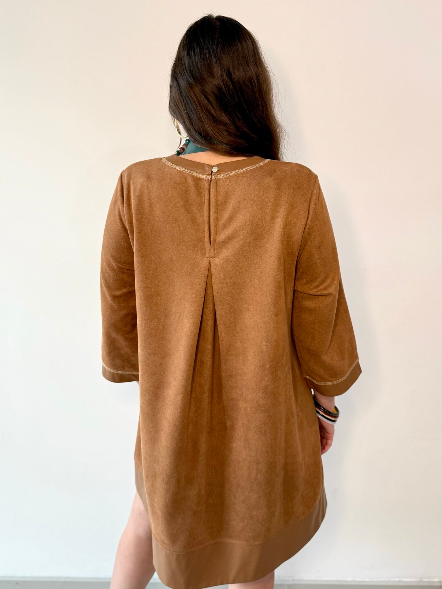 Vegan Leather Contrast Suede Dress