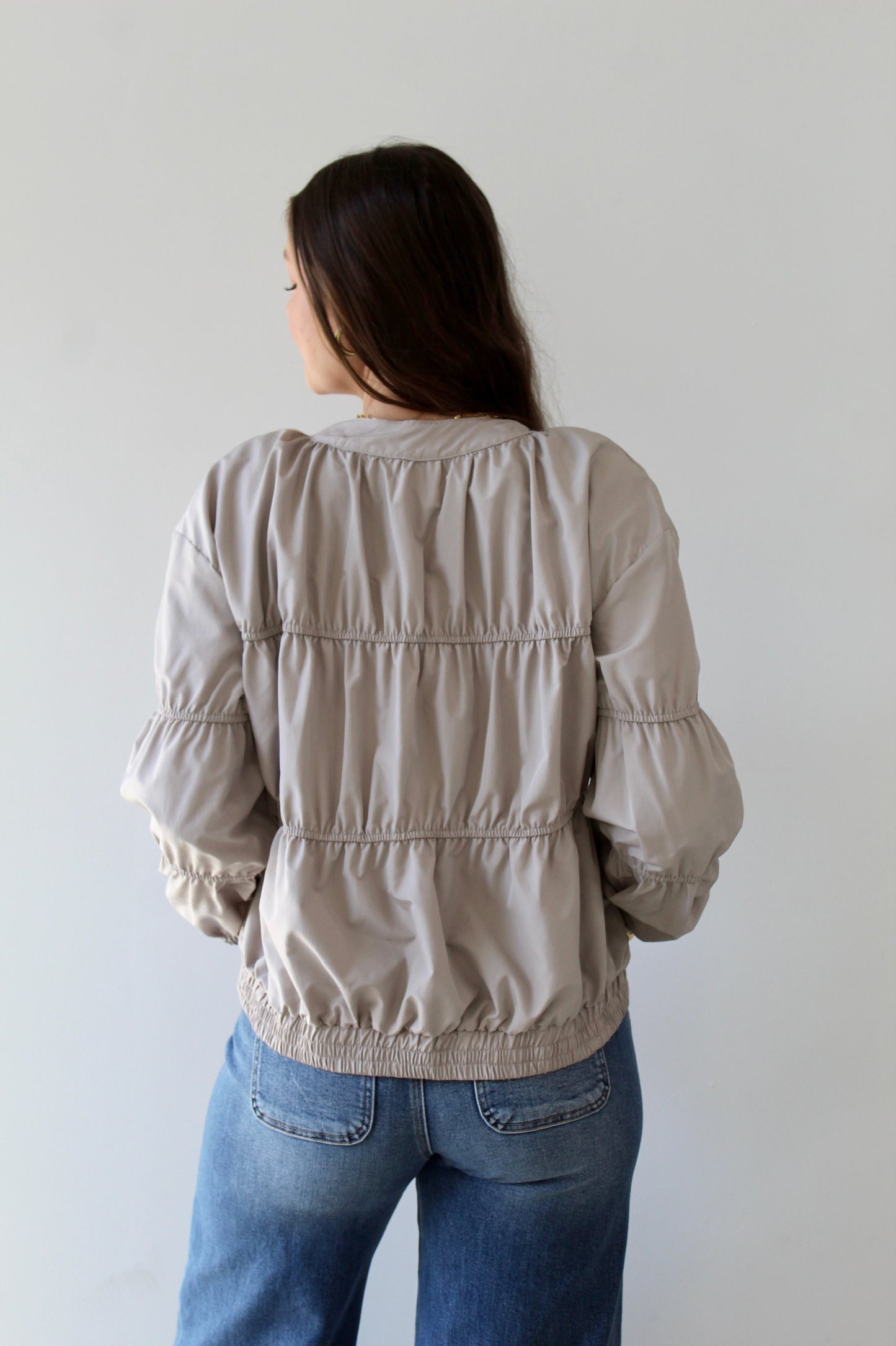Piping Blouson Jacket - Khaki