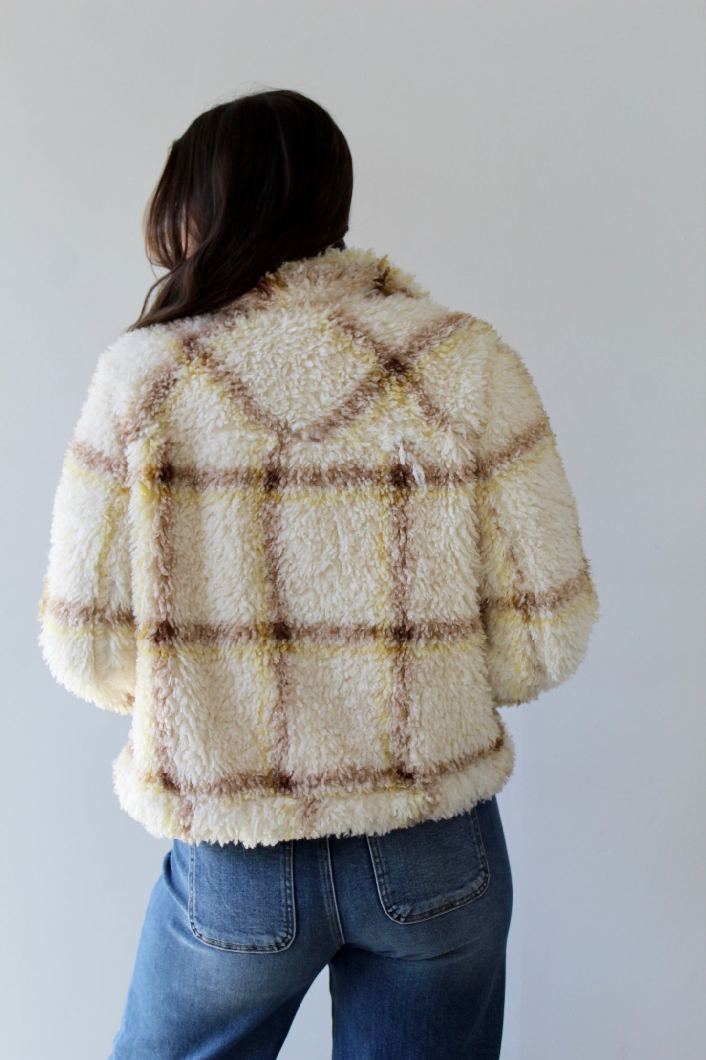 Sherpa Plaid Jacket - Yellow