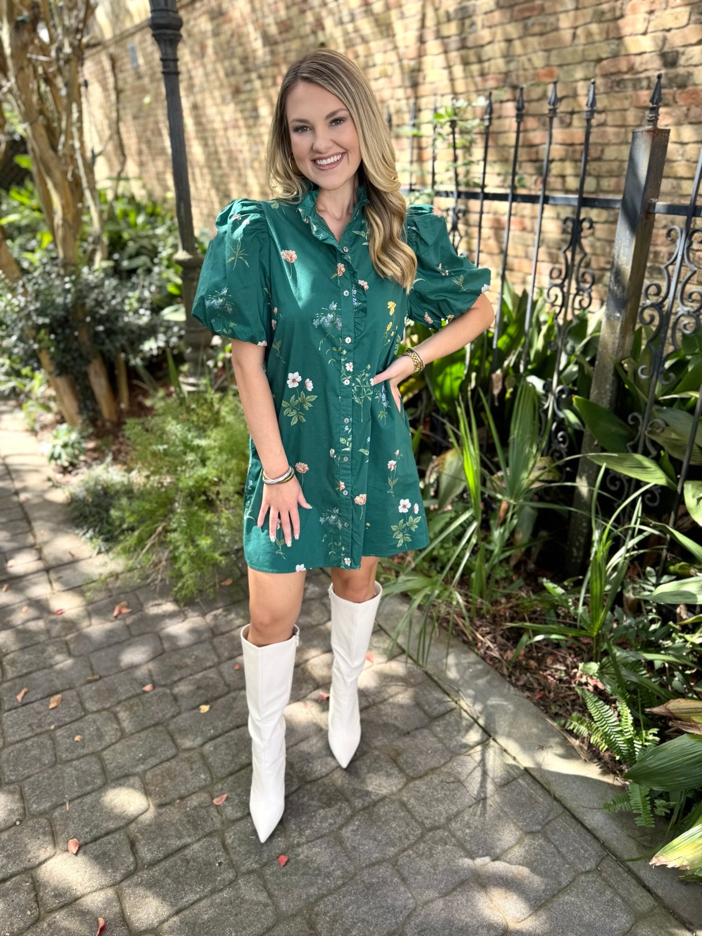 Corrie Floral Bubble Dress- Green