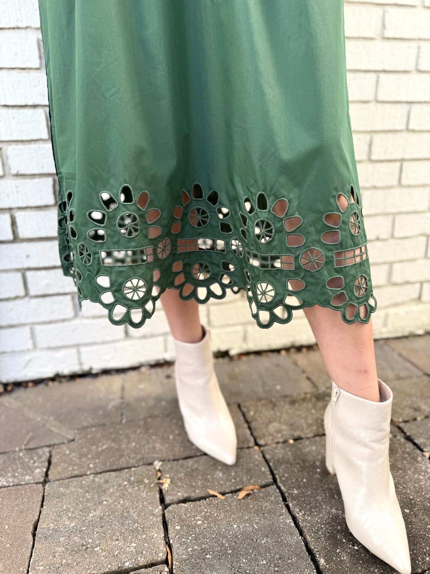 Hunter Ruffle Collar Midi Dress