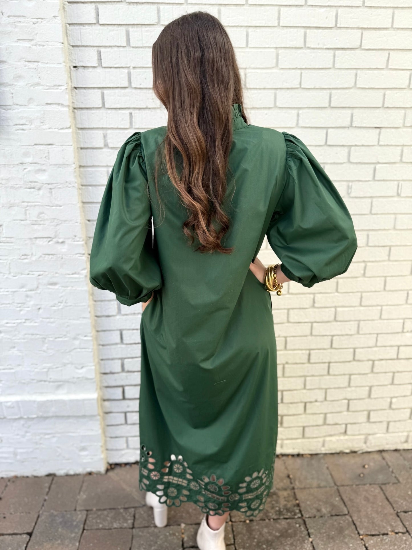 Hunter Ruffle Collar Midi Dress