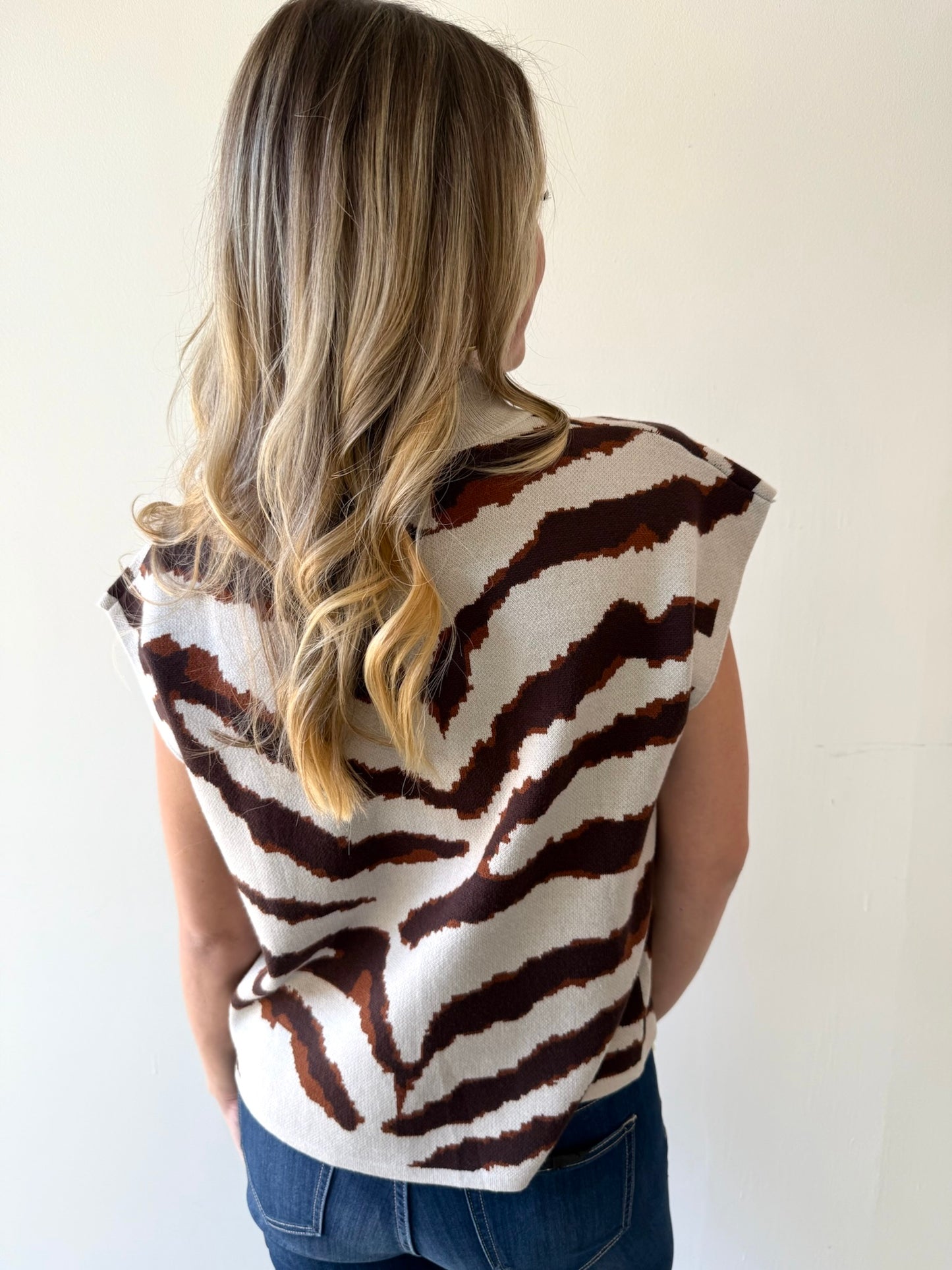 Animal Print Mock Neck Sweater