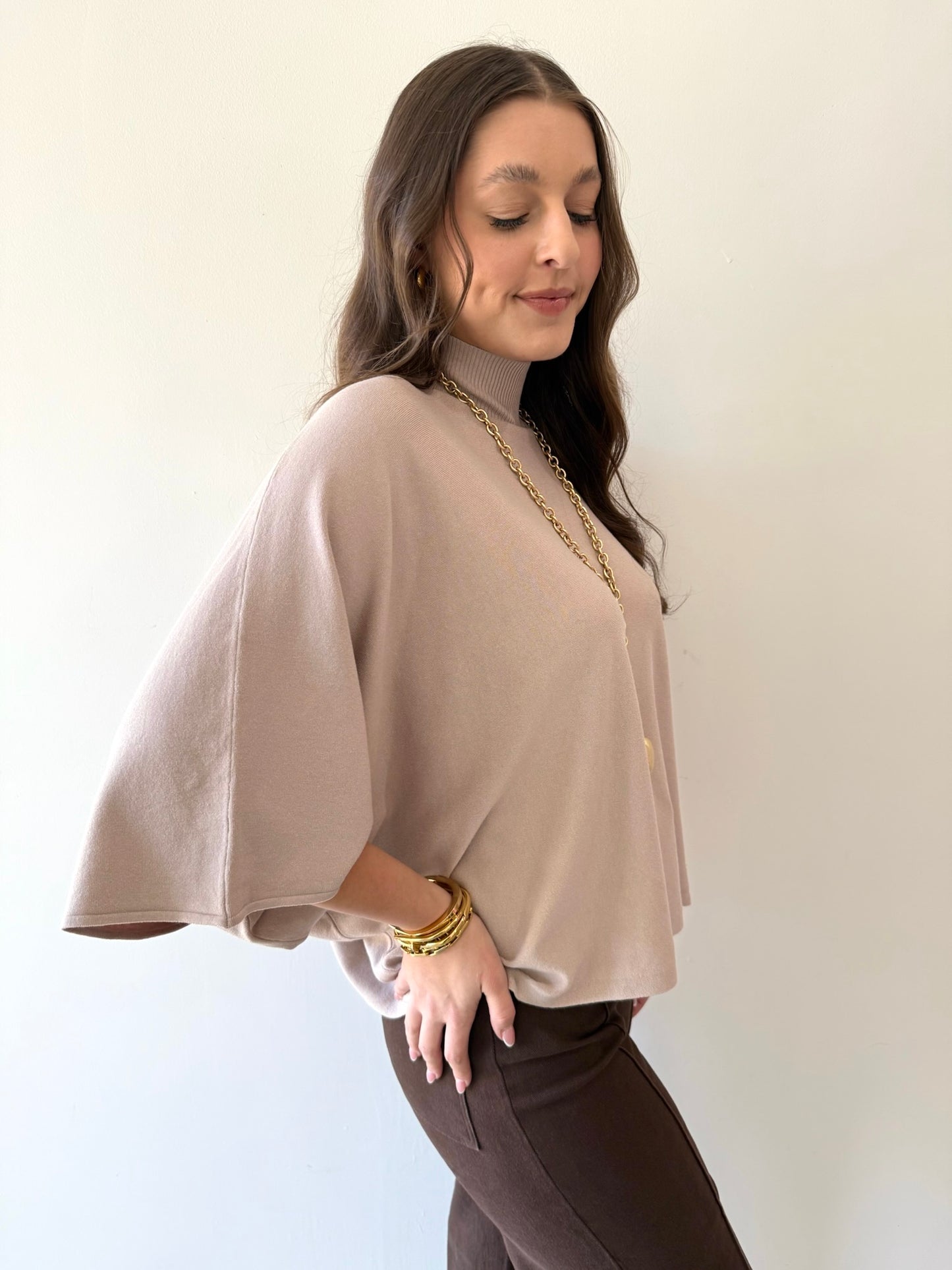 Soft Almond Mock Neck Top