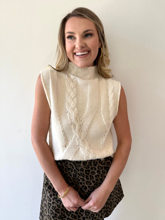 Cable Knit Mock Neck Top