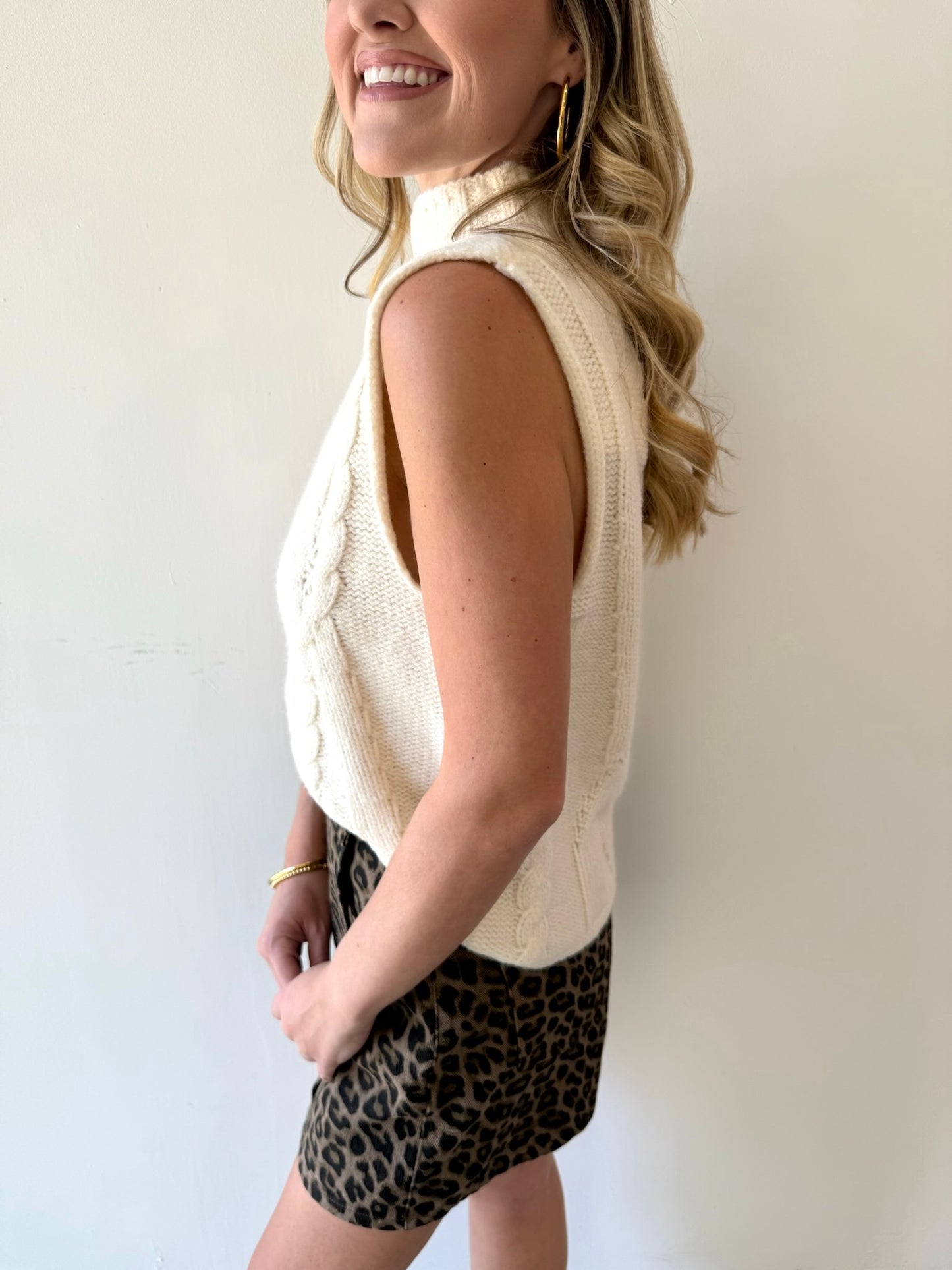 Cable Knit Mock Neck Top