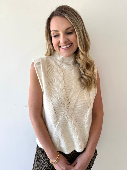 Cable Knit Mock Neck Top