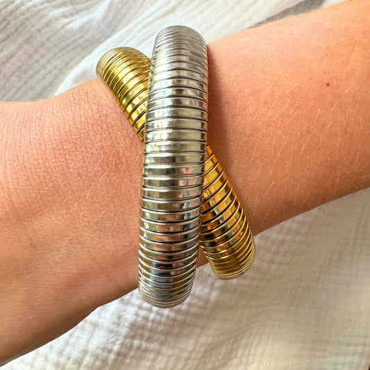 Denise Double Two - tone Coil Bangle - Private Gallery Boutique