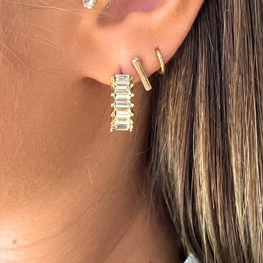 Emerald Cut Cubic Zirconia Hoop - Private Gallery Boutique