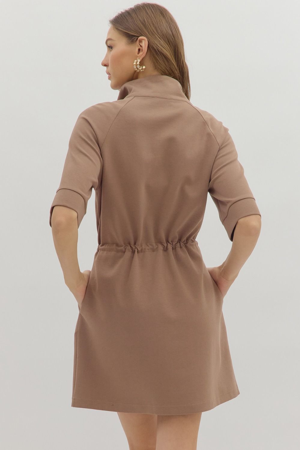 Wren Drawstring Waist Dress - Mocha