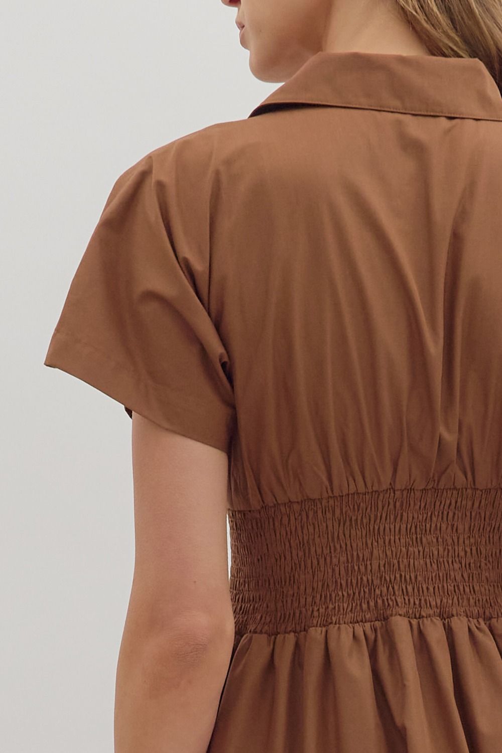 Oakley Smock Waist Dress- Coffee