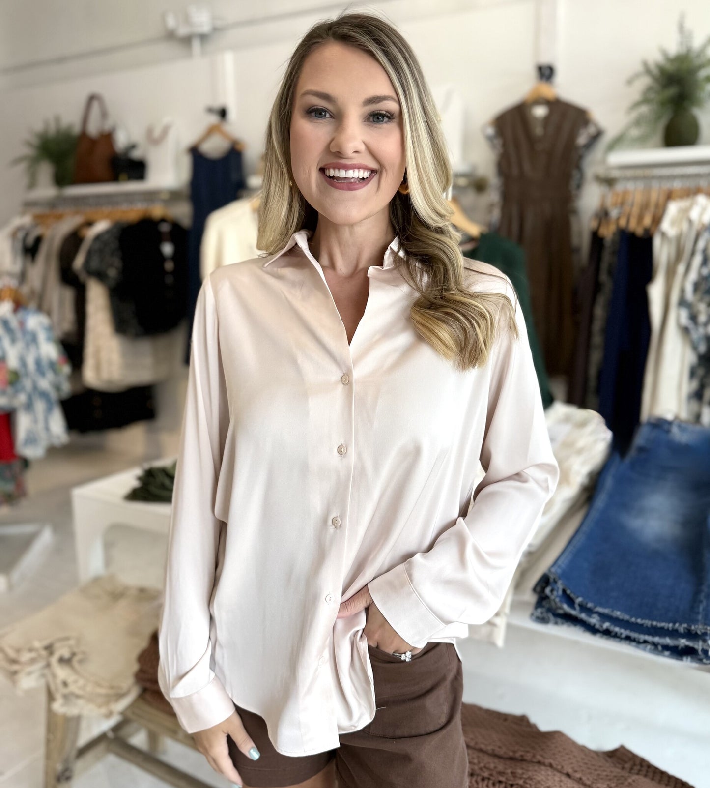 Recycled Satin Blouse - Shell