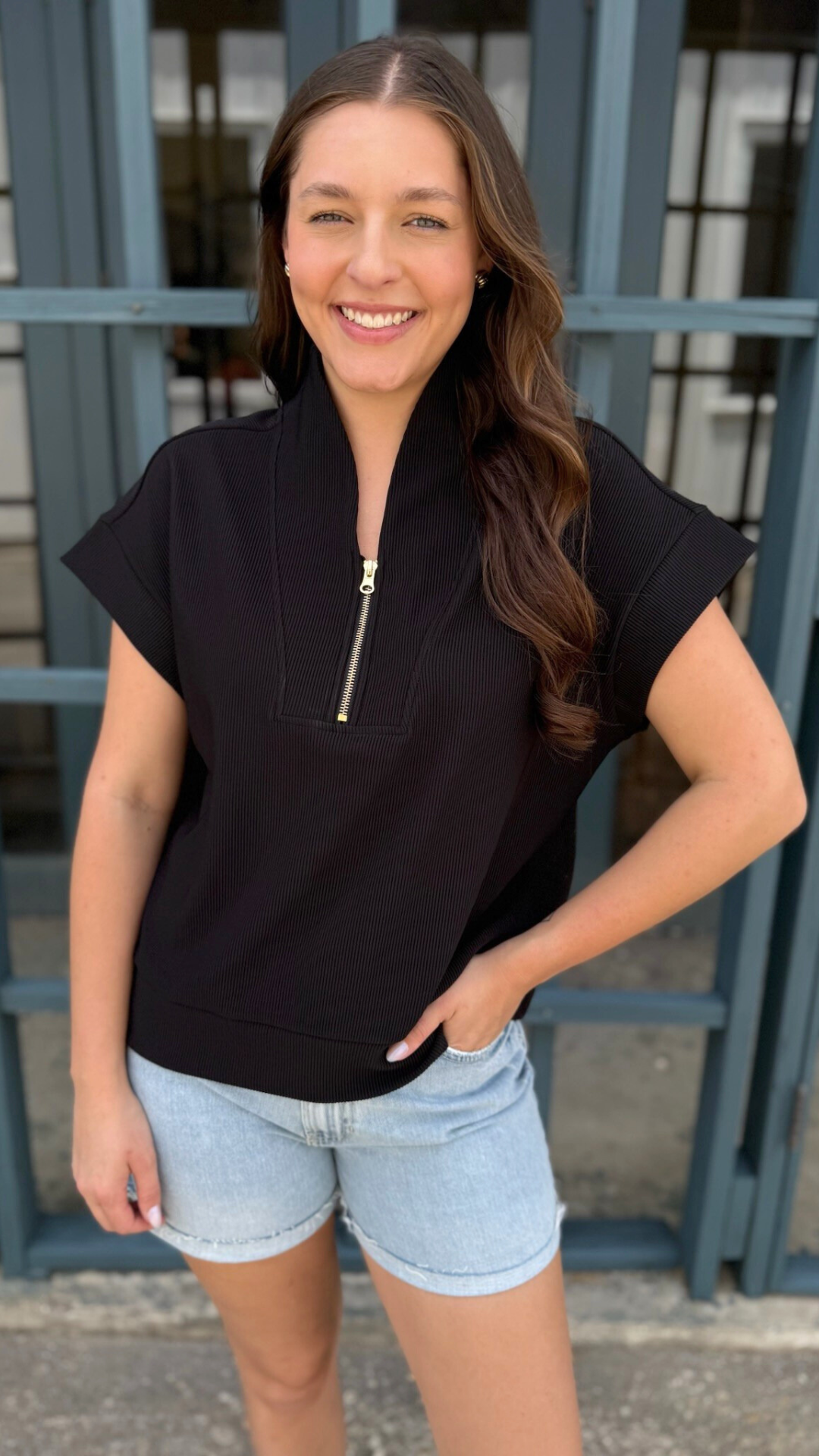 Summit Ribbed Top - Black