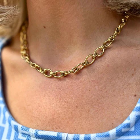 Gold Oval Link Chain 16" - Private Gallery Boutique
