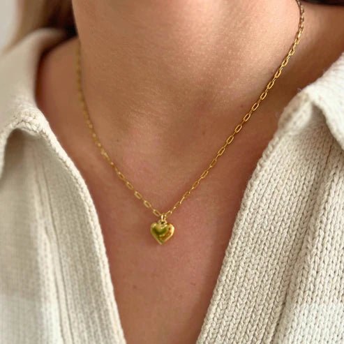 Gold Paperclip Chain with Heart Charm - Private Gallery Boutique