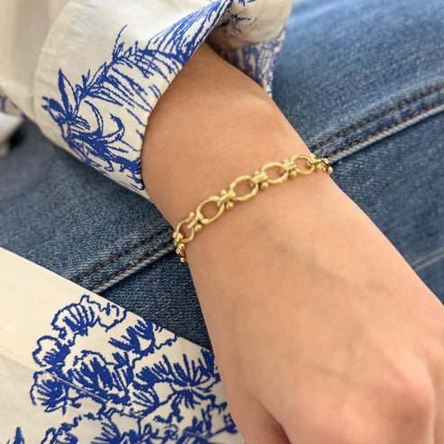 Gold Small Oval Bead Link Bracelet - Private Gallery Boutique
