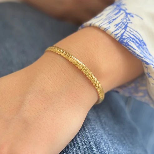 Gold Thin Wheat Cuff - Private Gallery Boutique