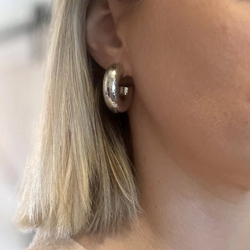Silver Hammered C - Hoop - Private Gallery Boutique