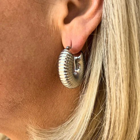 Silver Ribbed Hoop - Private Gallery Boutique