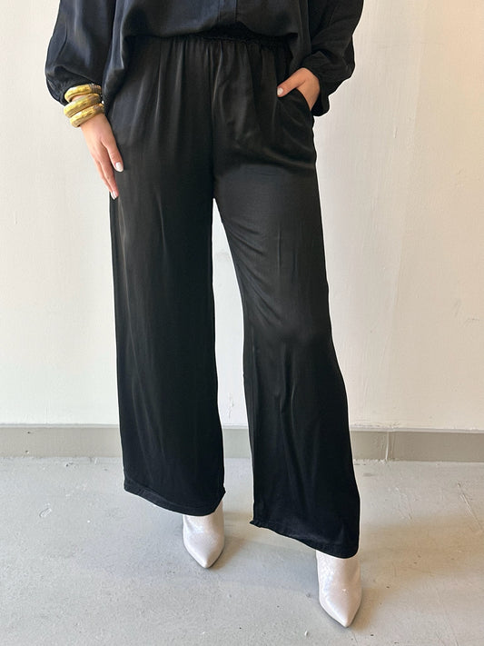 Italian Silky Pants - Black