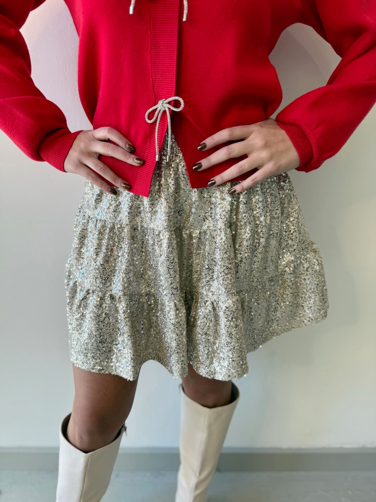 Sequin Tier Mini Skirt