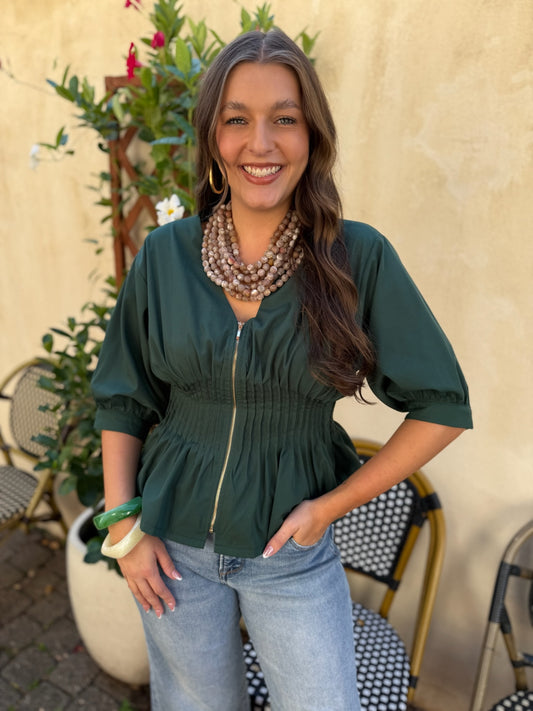 Tabitha Zip Top - Green